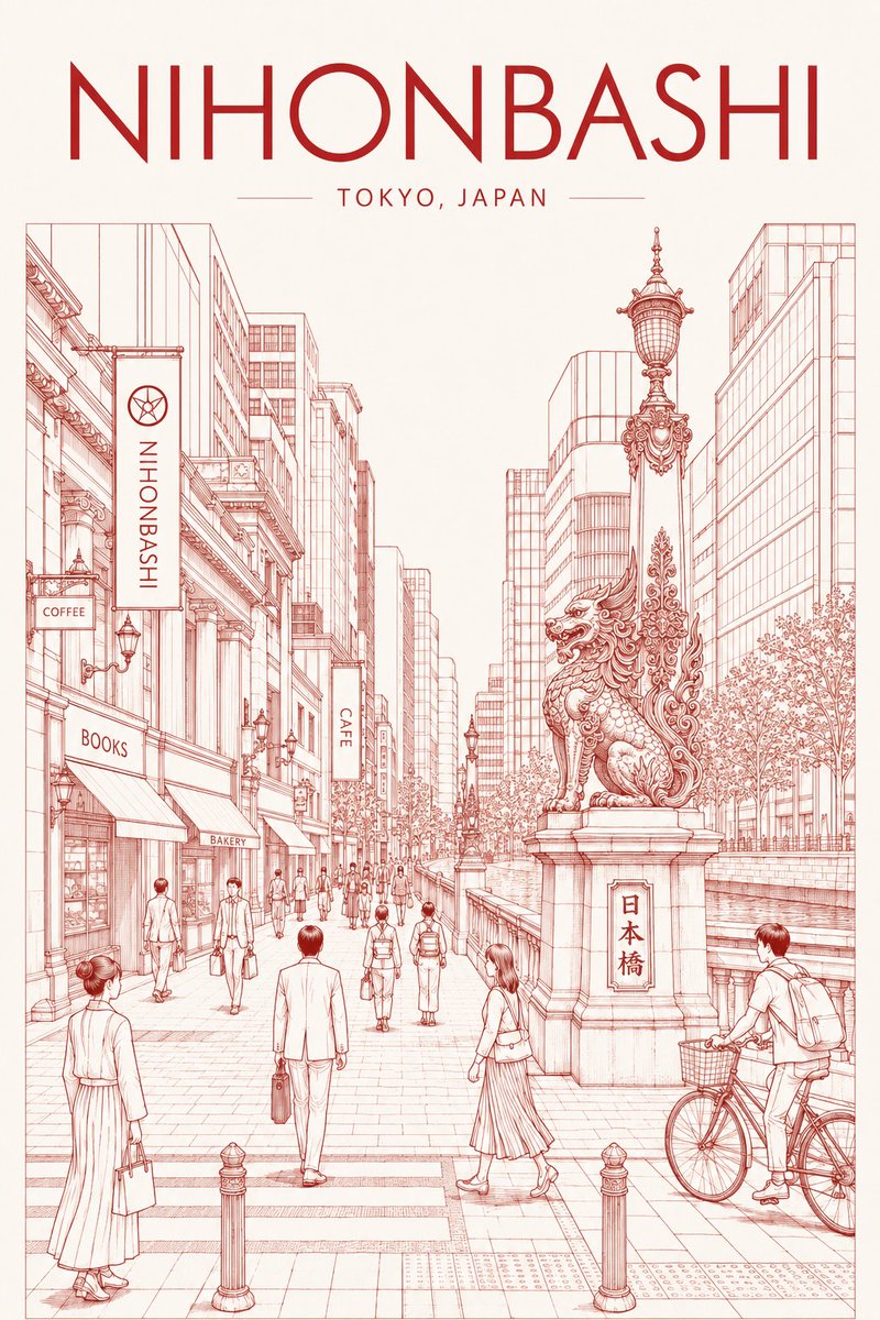 Architecture illustration poster city retro elegant