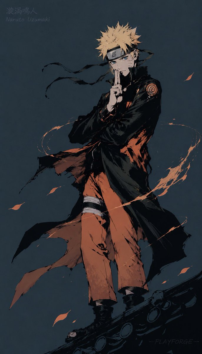 Naruto character anime illustration cool tone