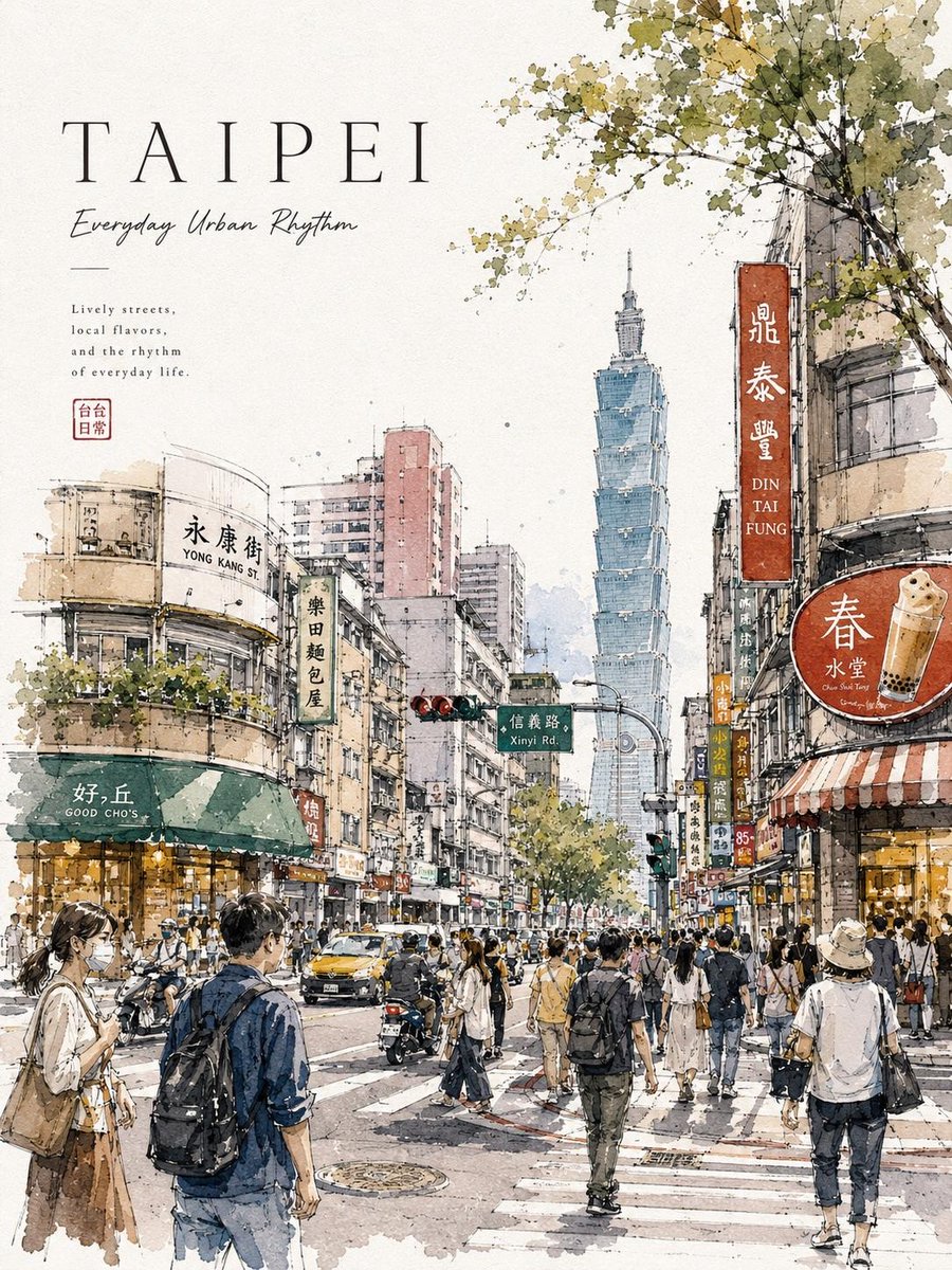 Architecture watercolor hand-drawn city elegant