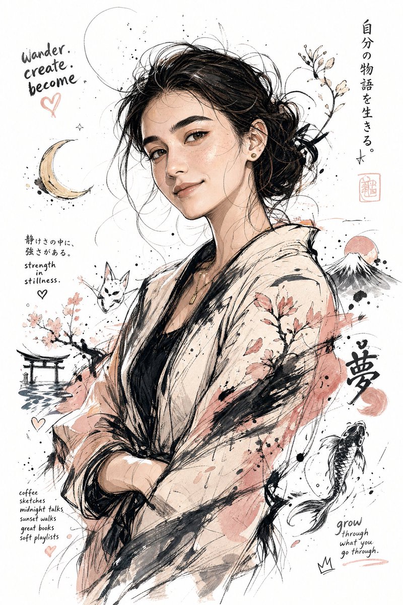 Japanese ink splash comic illustration