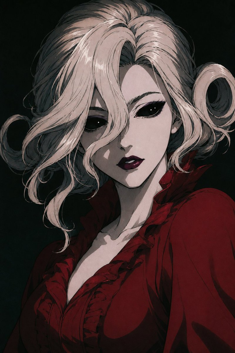 Portrait anime illustration dark elegant