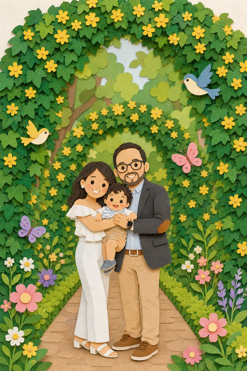 Portrait illustration garden warm