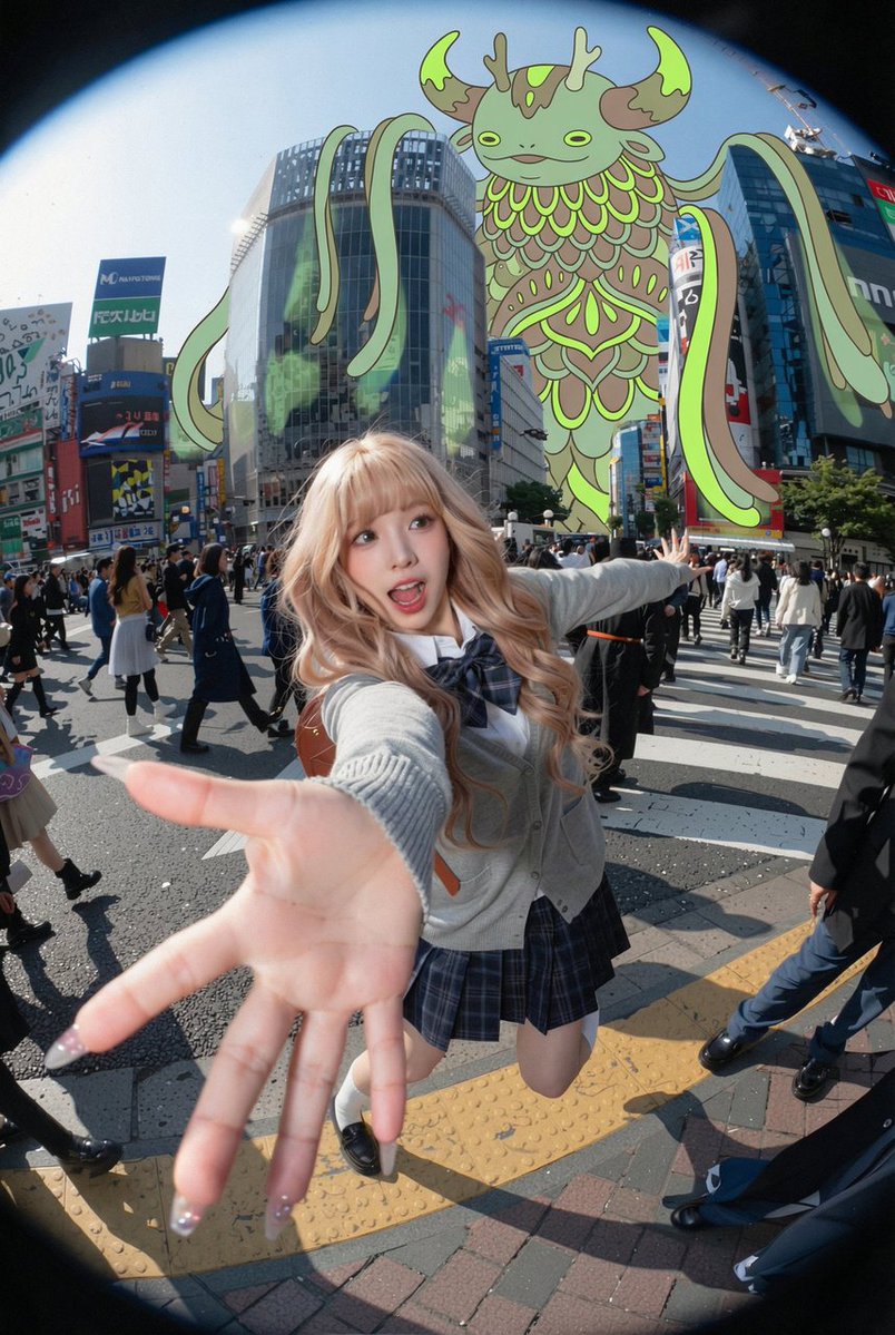 Girl cinematic realistic neon city cute