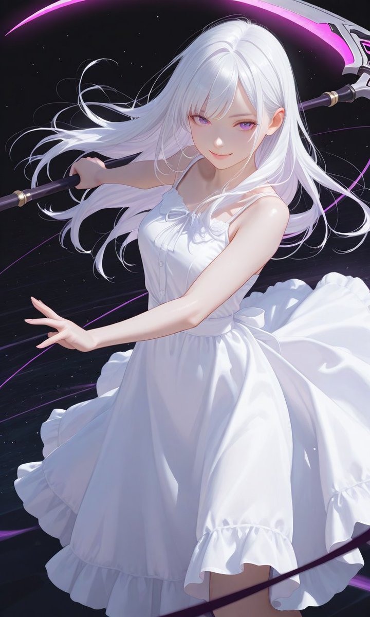 Portrait anime illustration neon starry sky.