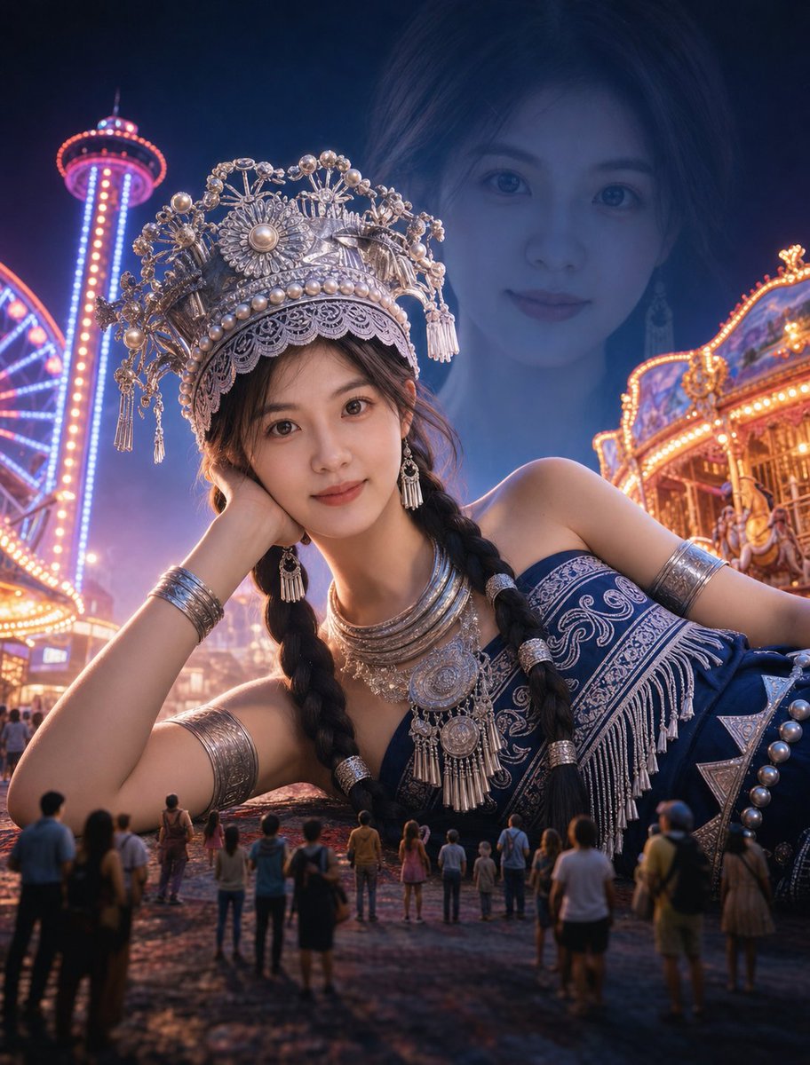 Portrait cinematic realistic neon night scene elegant.