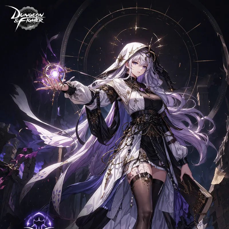 Elegant dark starry-sky anime character illustration.