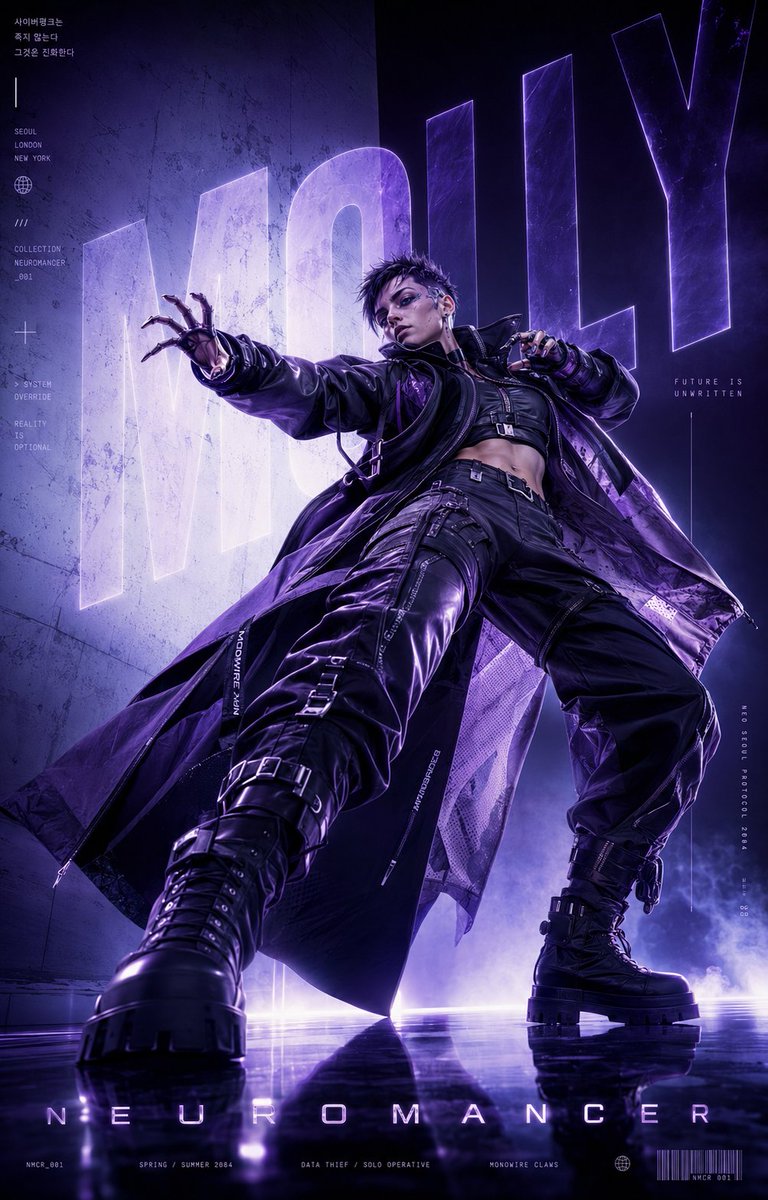 Male cyber poster neon cyberpunk high-end