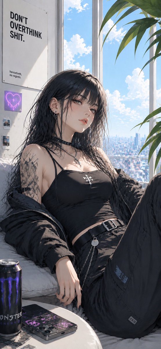 Female anime realistic city neon