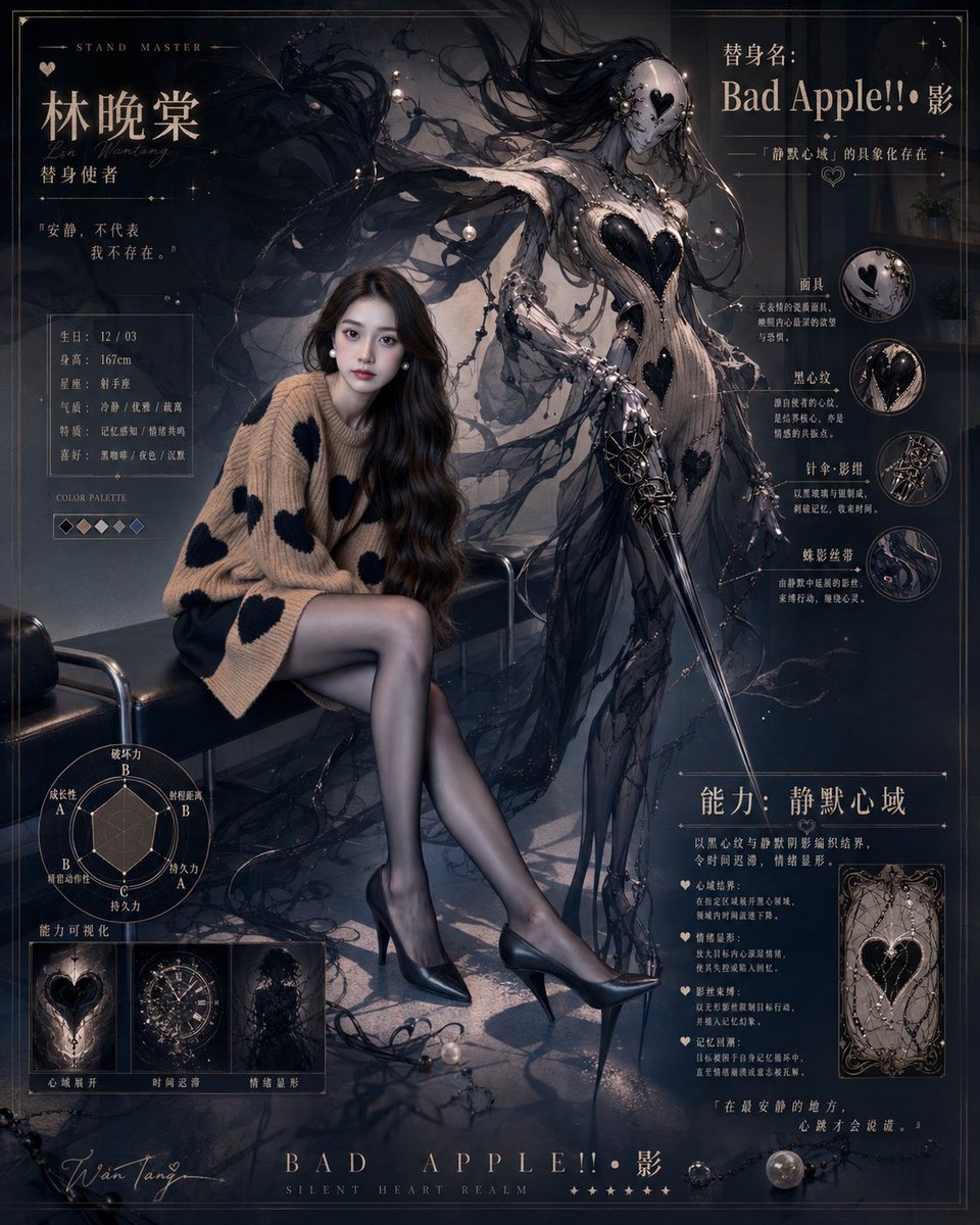 Portrait poster, film, dark cool tone, elegant.
