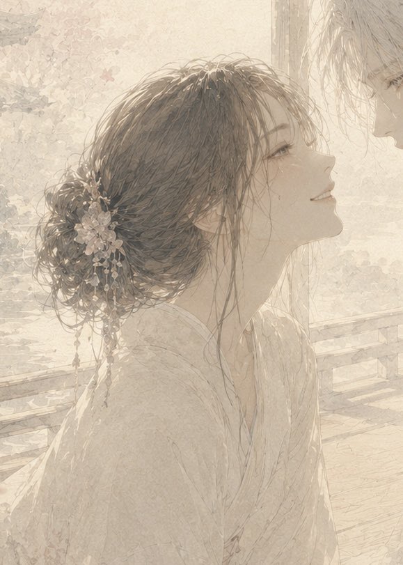Female illustration watercolor garden dreamy gentle