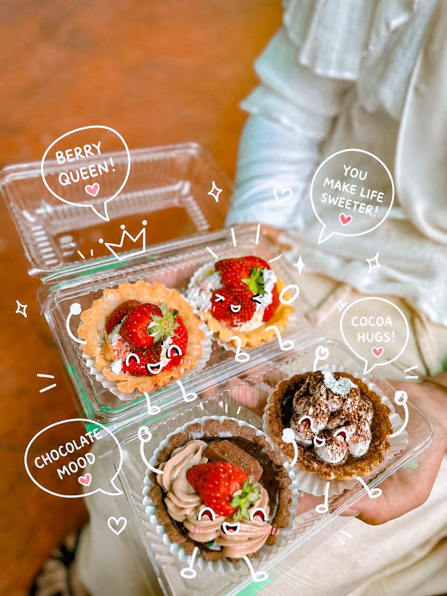 Cute dessert food photography with doodles.