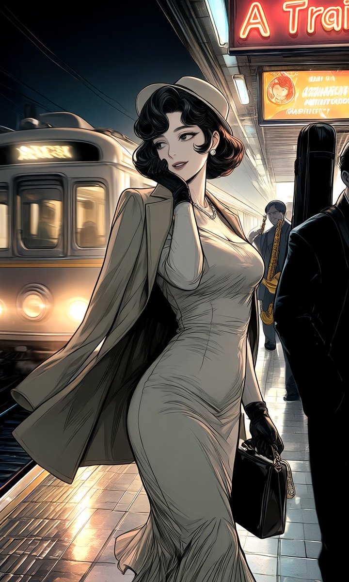 Woman Cinematic Anime Retro Night Elegant