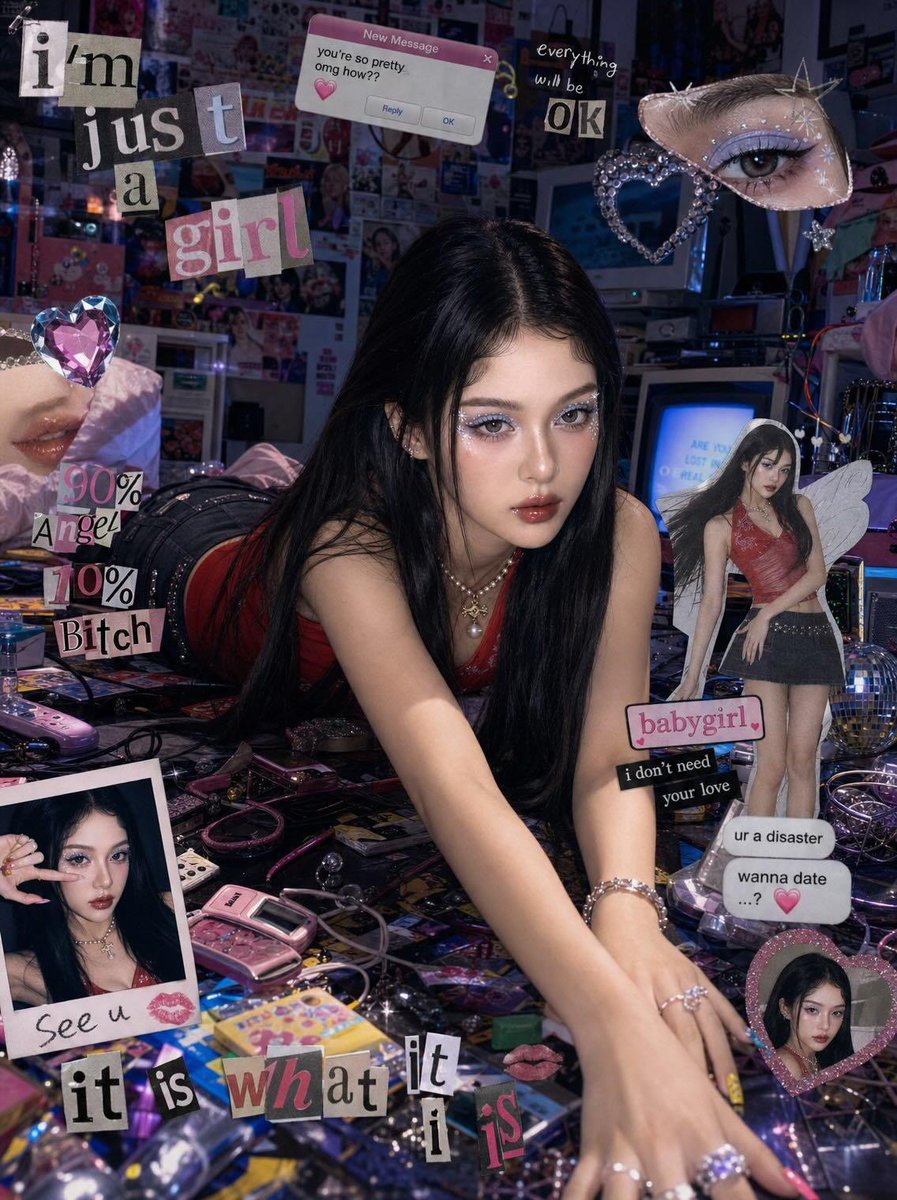 Girl cinematic cyber dreamy cool tone