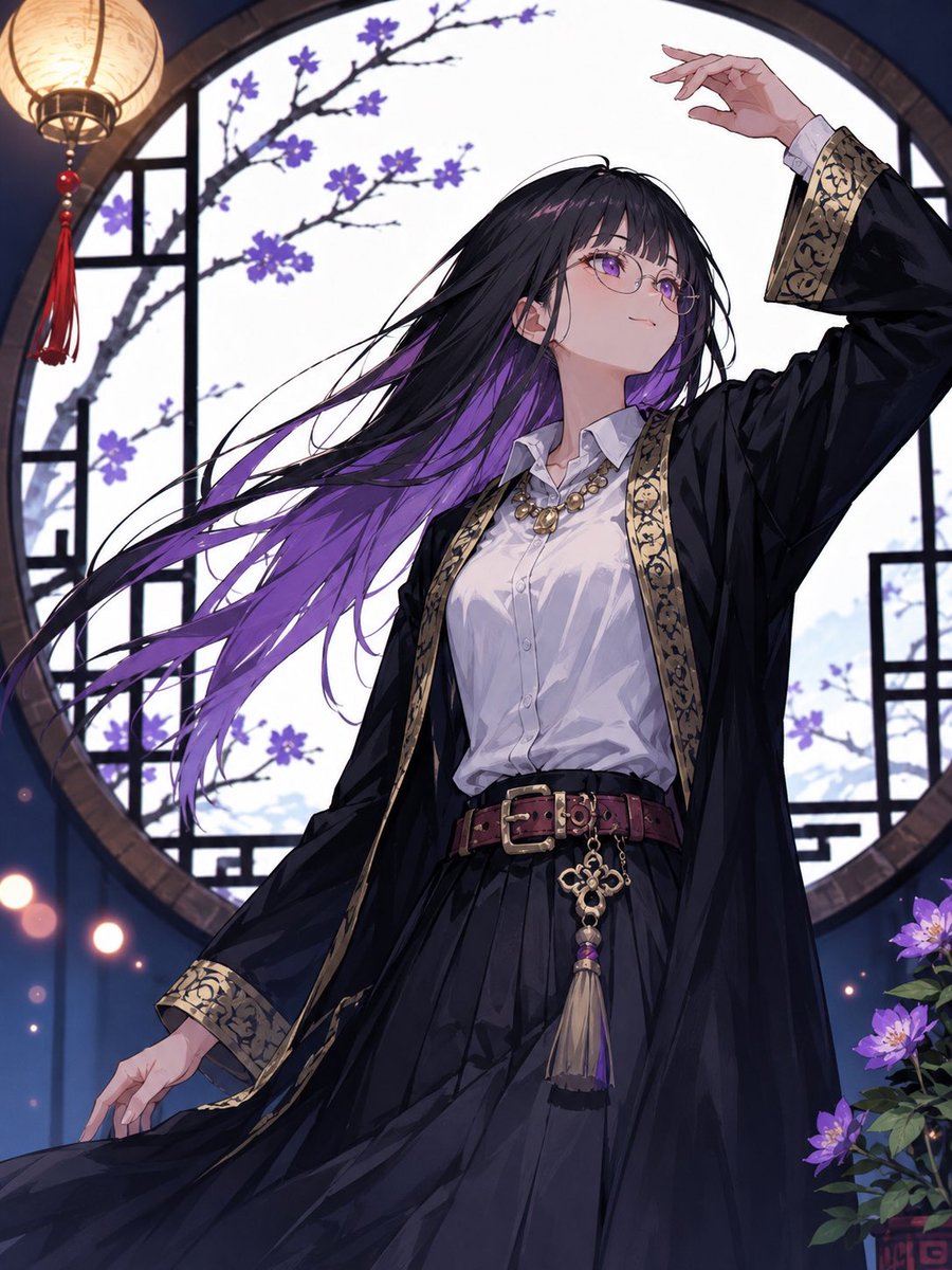 Portrait anime illustration indoor warm elegant