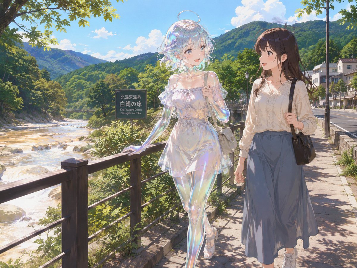 Girl Anime Illustration Mountain Forest
