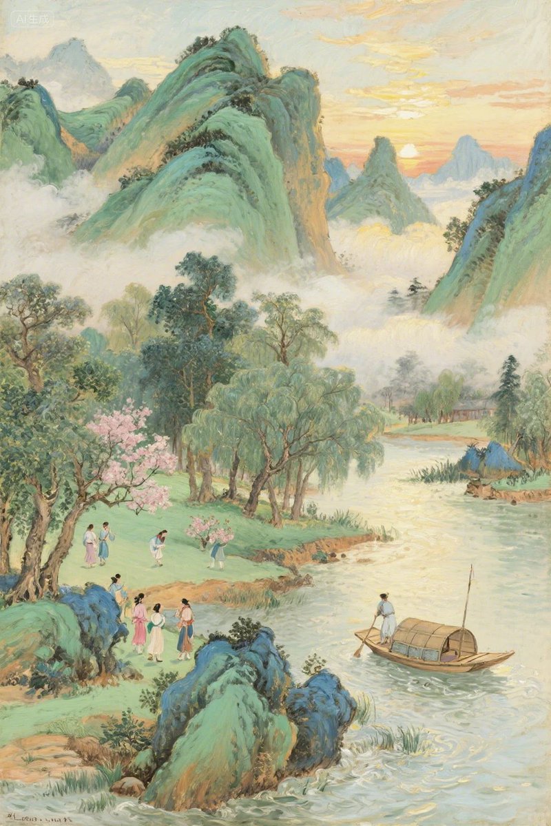 Light-Color Chinese Landscape Painting Expansion