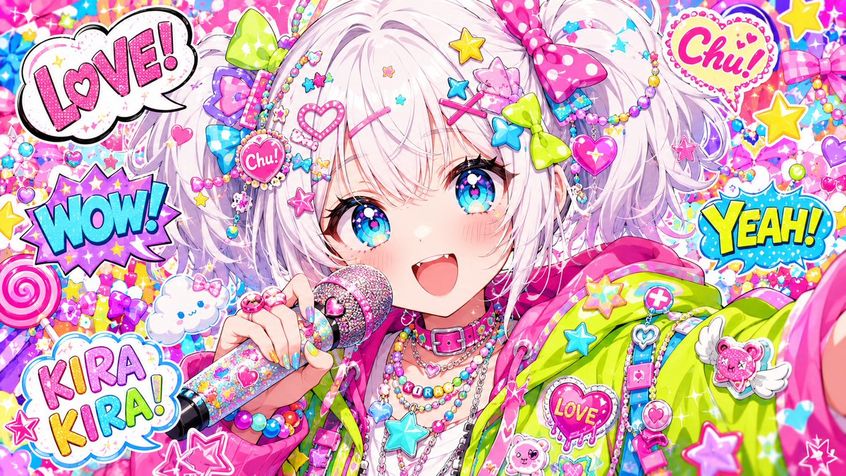 Girl anime illustration neon cute