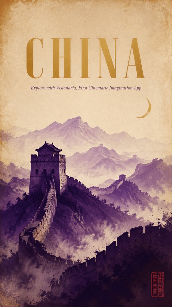 Portrait cinematic poster mountain retro elegant