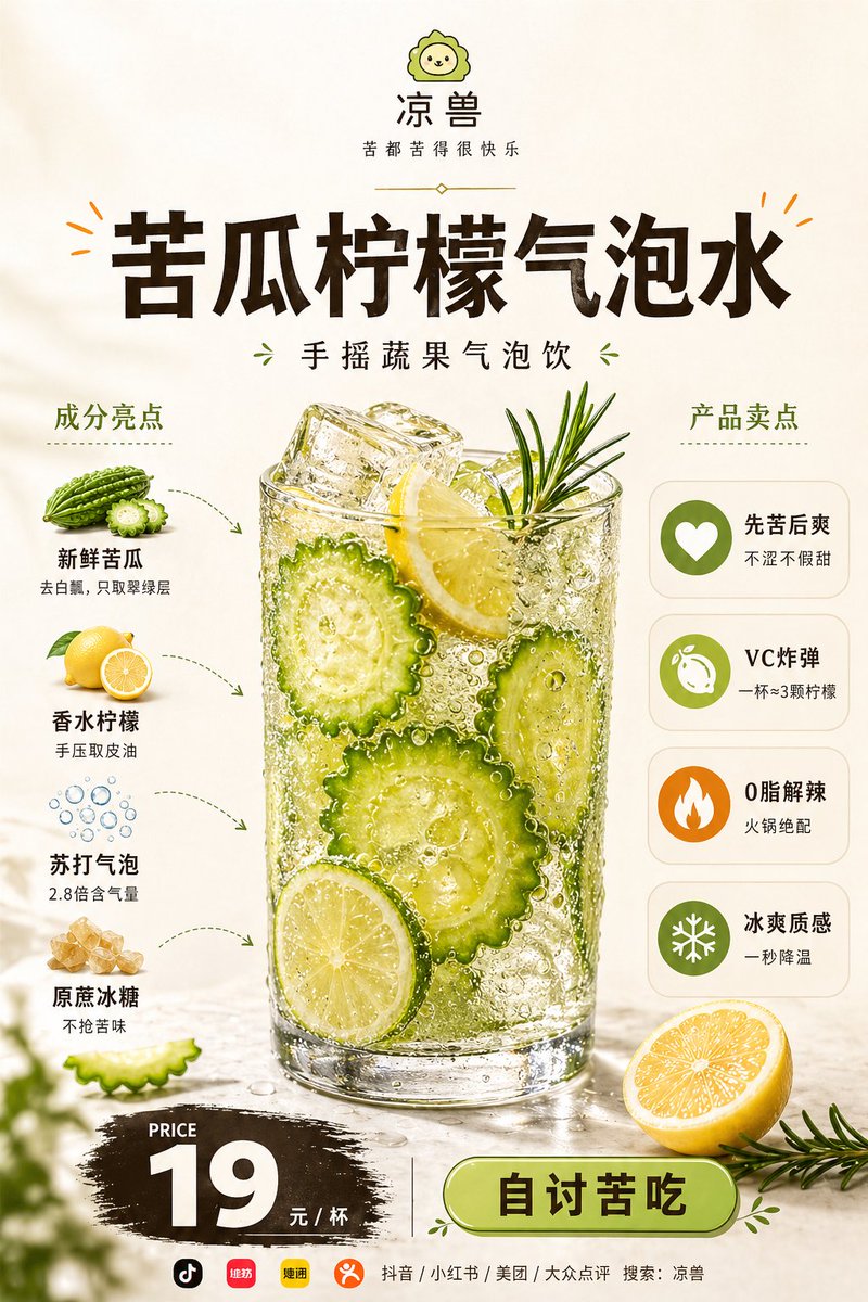 Realistic food poster snow cold tone cute