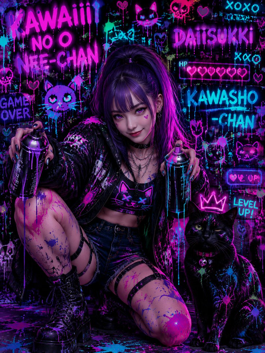 Portrait graffiti cyber neon cyberpunk