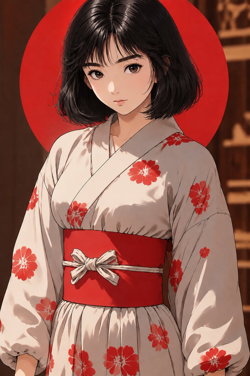 Portrait anime illustration indoor warm