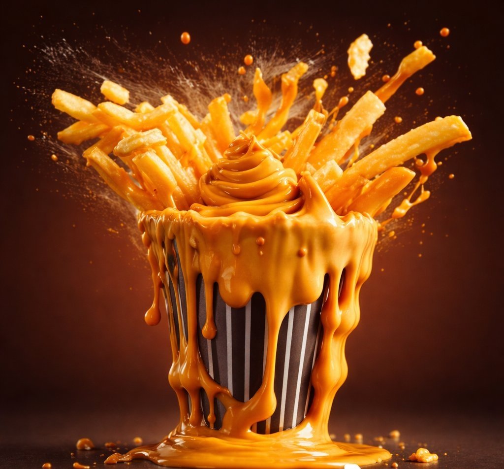 Realistic juicy cheeseburger splash effect.