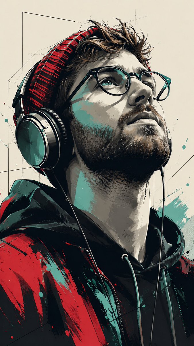 Portrait illustration cel-shaded urban street melancholic