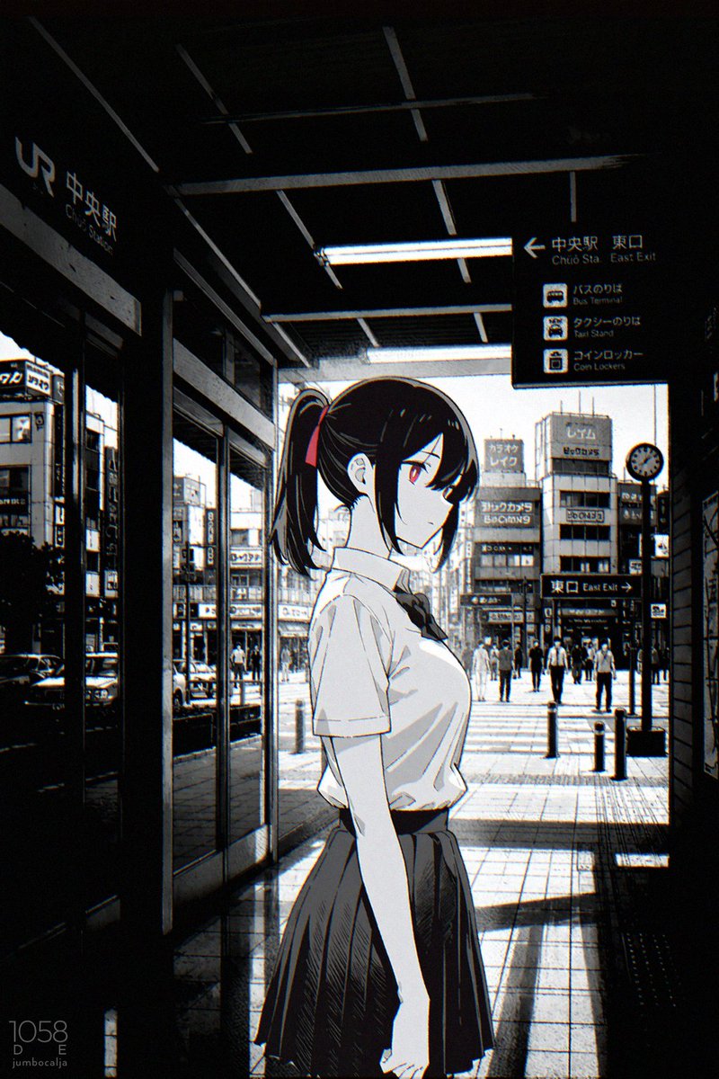 Girl Anime Film Street Station Melancholy.