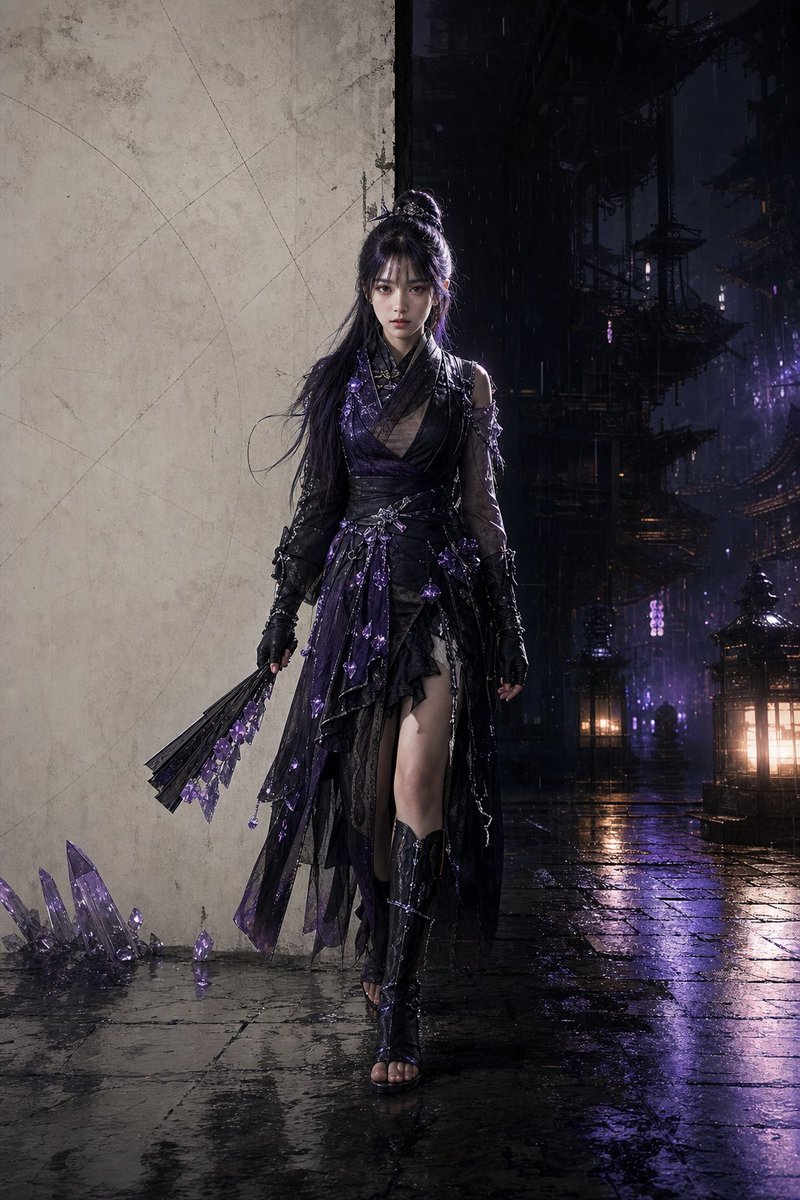 Portrait Cyber Cyberpunk Rain