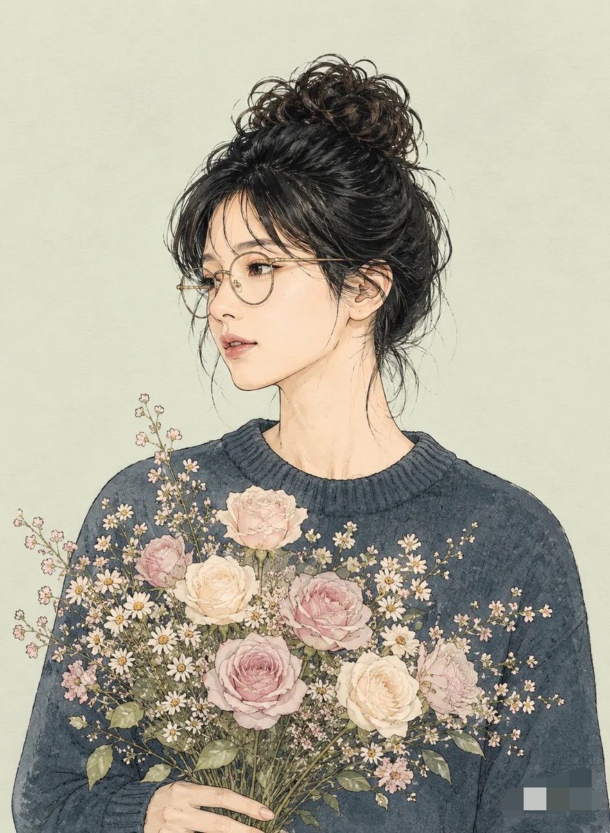 Minimalist watercolor portrait.