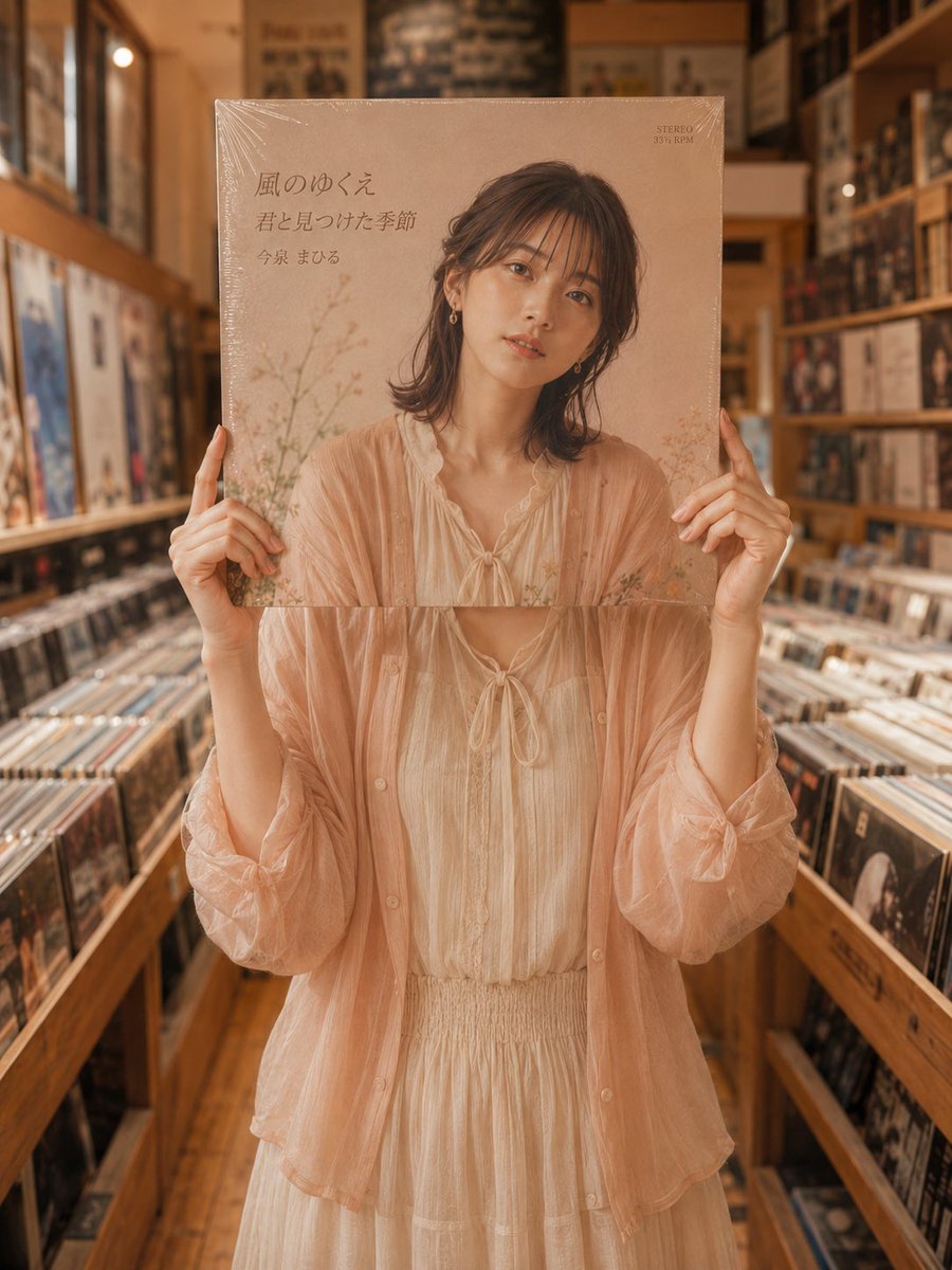 Realistic film-style gentle vintage indoor portrait.