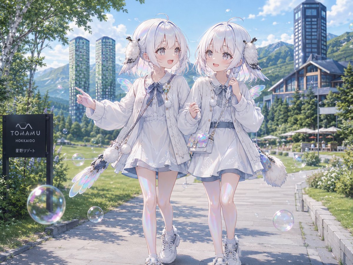 Girl anime illustration dreamy mountain