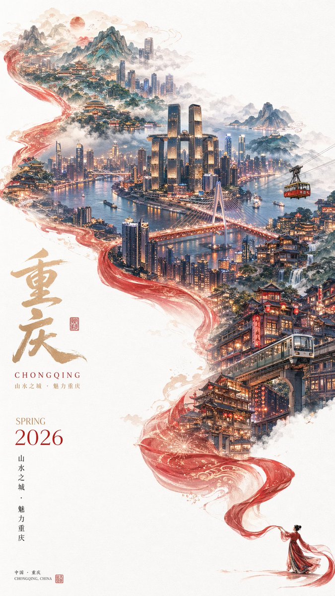 Female Poster 3D City Warm Elegant