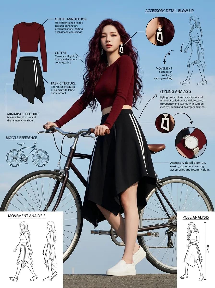 Female cinematic minimalist outdoor elegance.