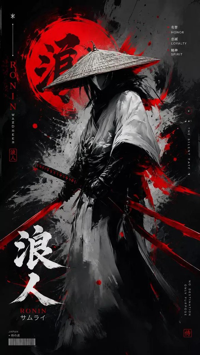 Samurai poster typography dark cyberpunk