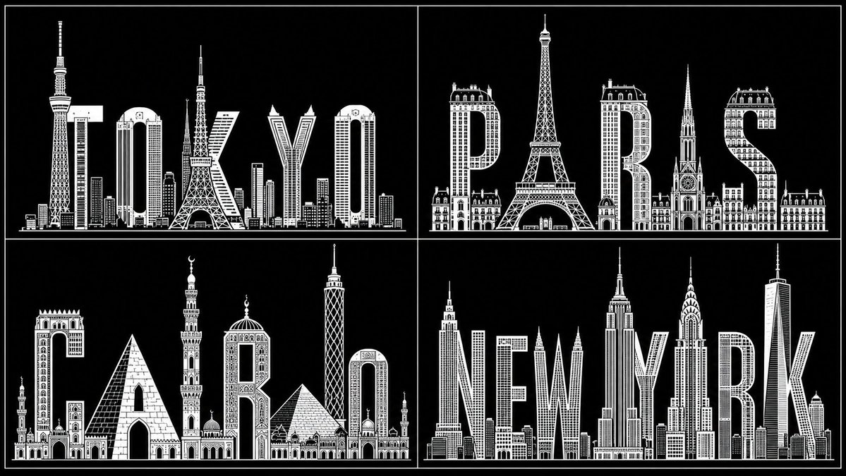 Architectural illustration poster city