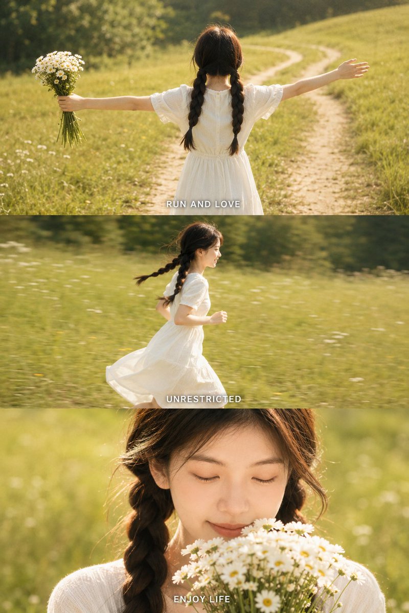 Portrait film cinematic dreamy grassland