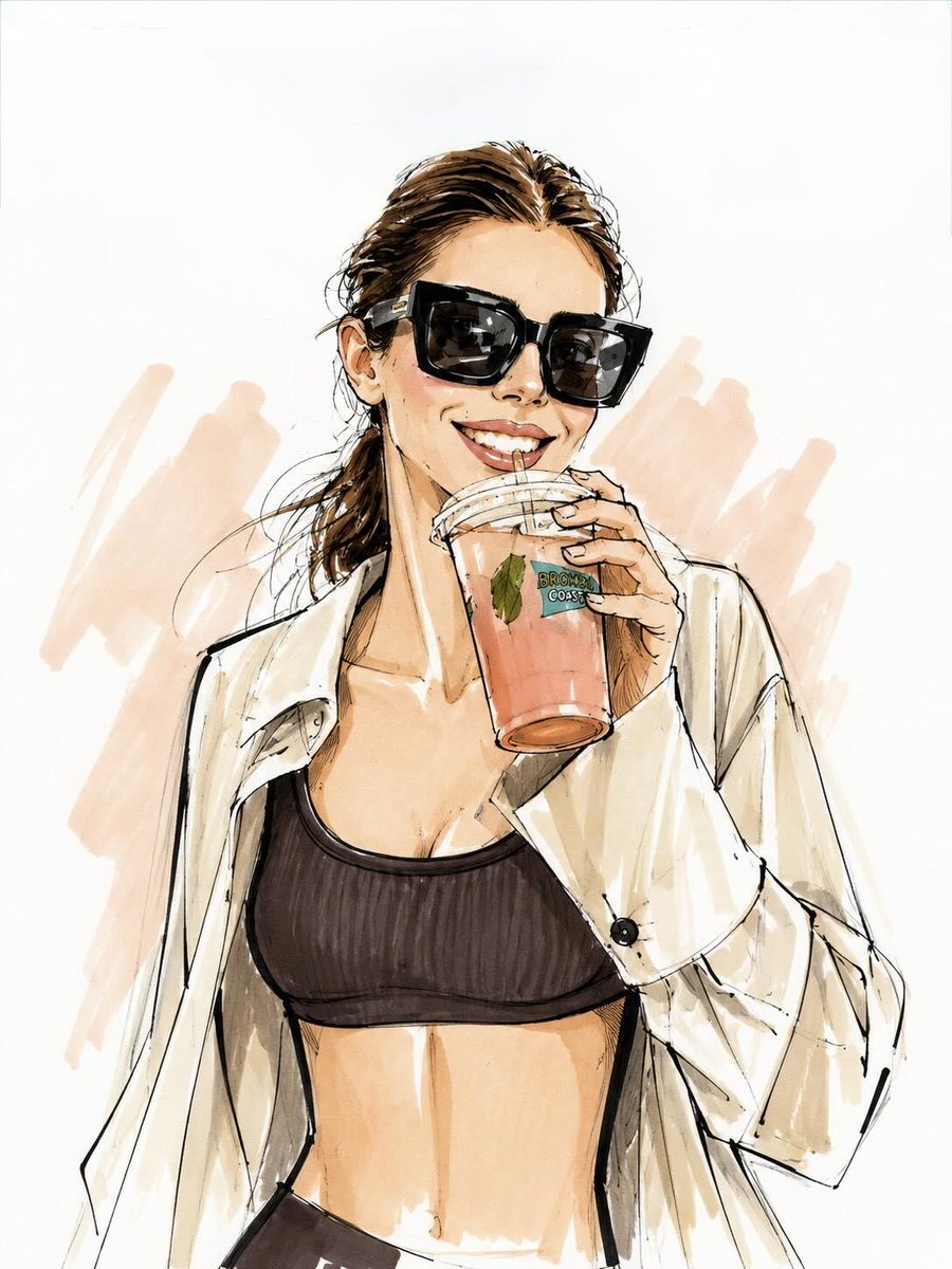 Vogue-style fashion illustration.