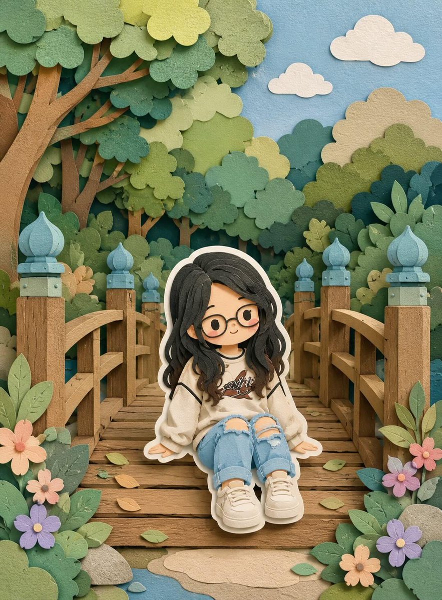 Girl 3D illustration dreamy warm cute