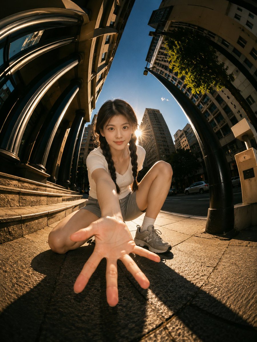 Portrait realistic cinematic urban street
