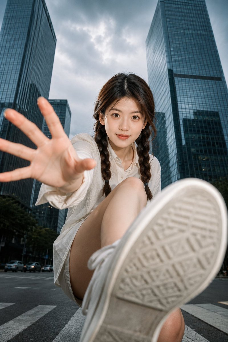 Portrait realistic anime urban street