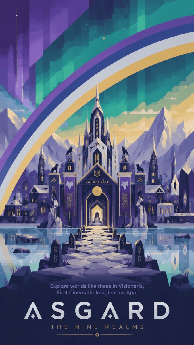 Architectural poster cinematic retro mountain
