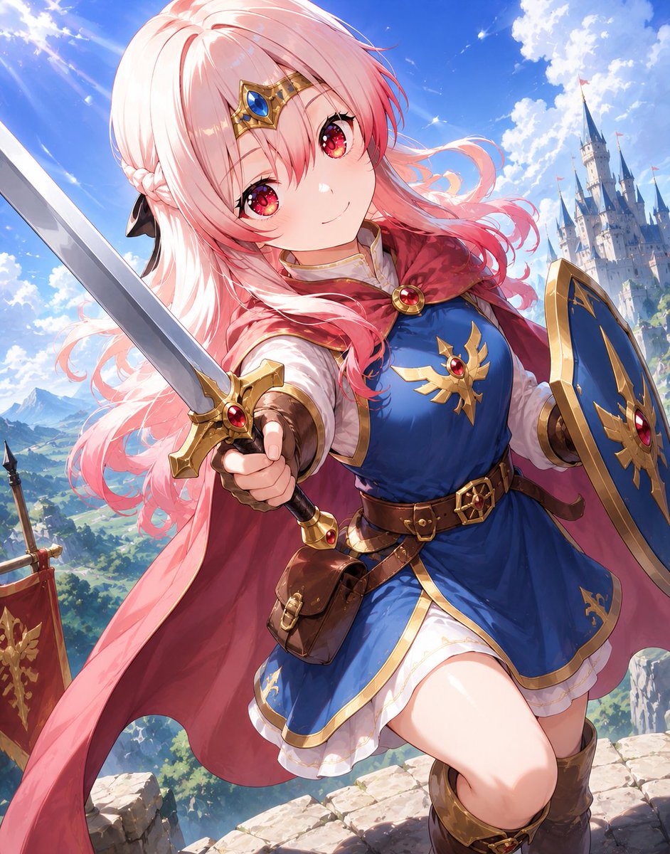 Dragon anime illustration castle mountain gentle