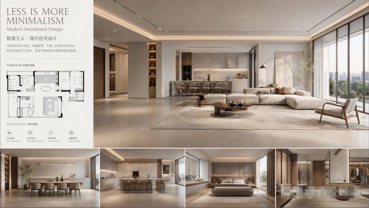 Architecture 3D minimalist interior premium.