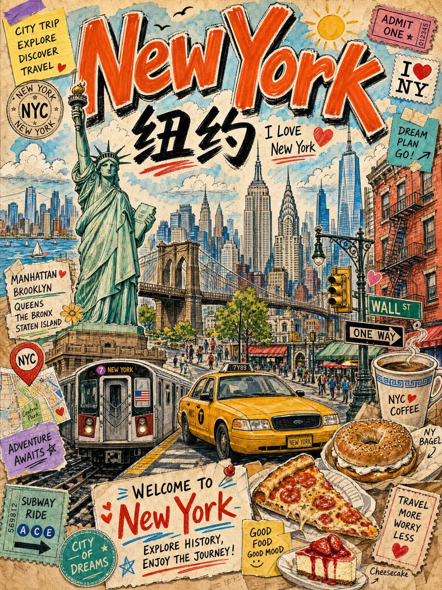 Food illustration hand-drawn urban retro