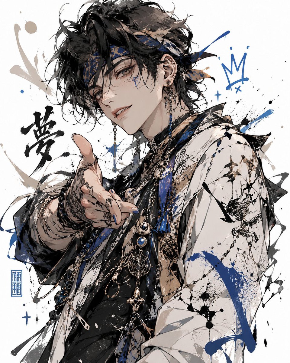 Male anime illustration street
