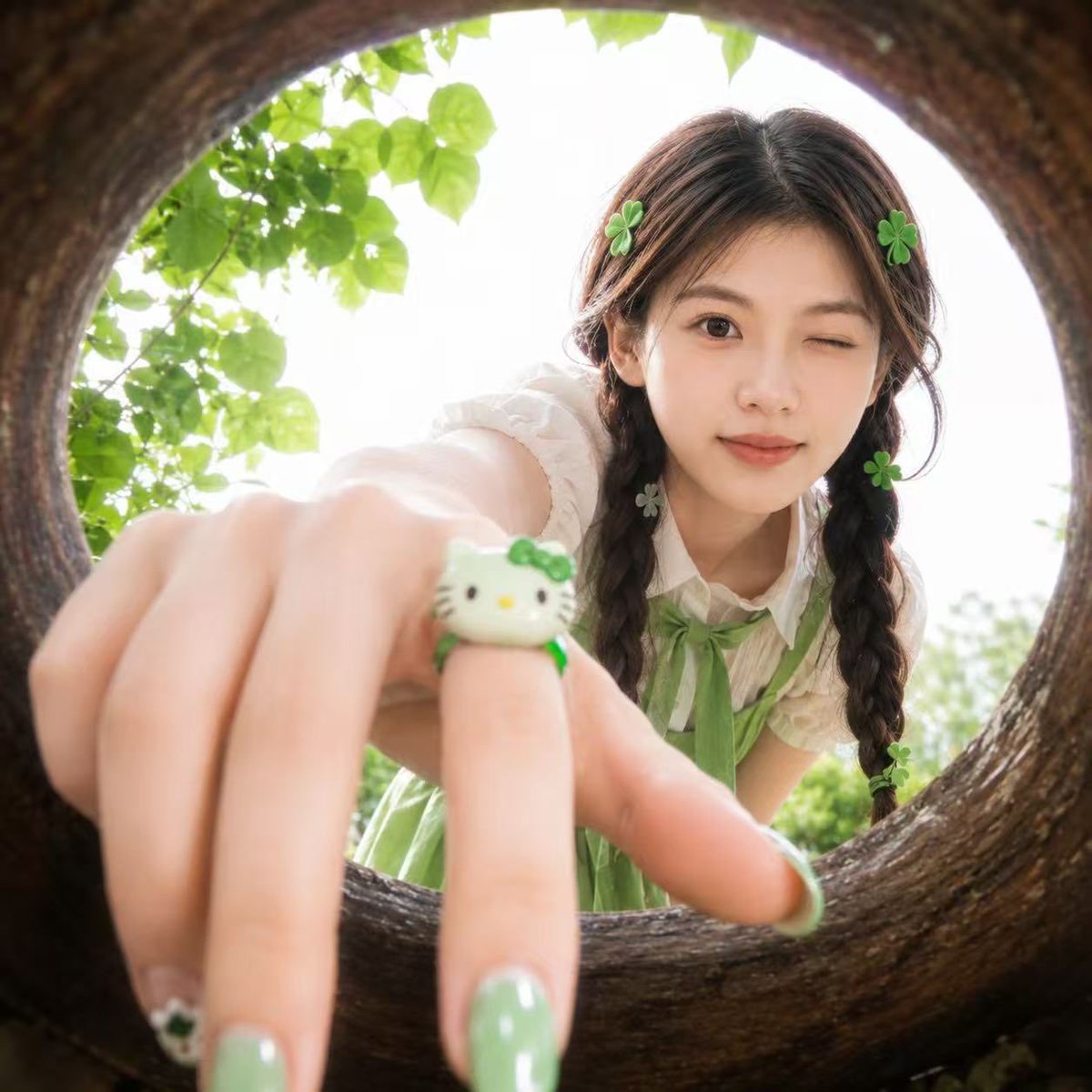 Portrait realistic logo dreamy outdoor cute