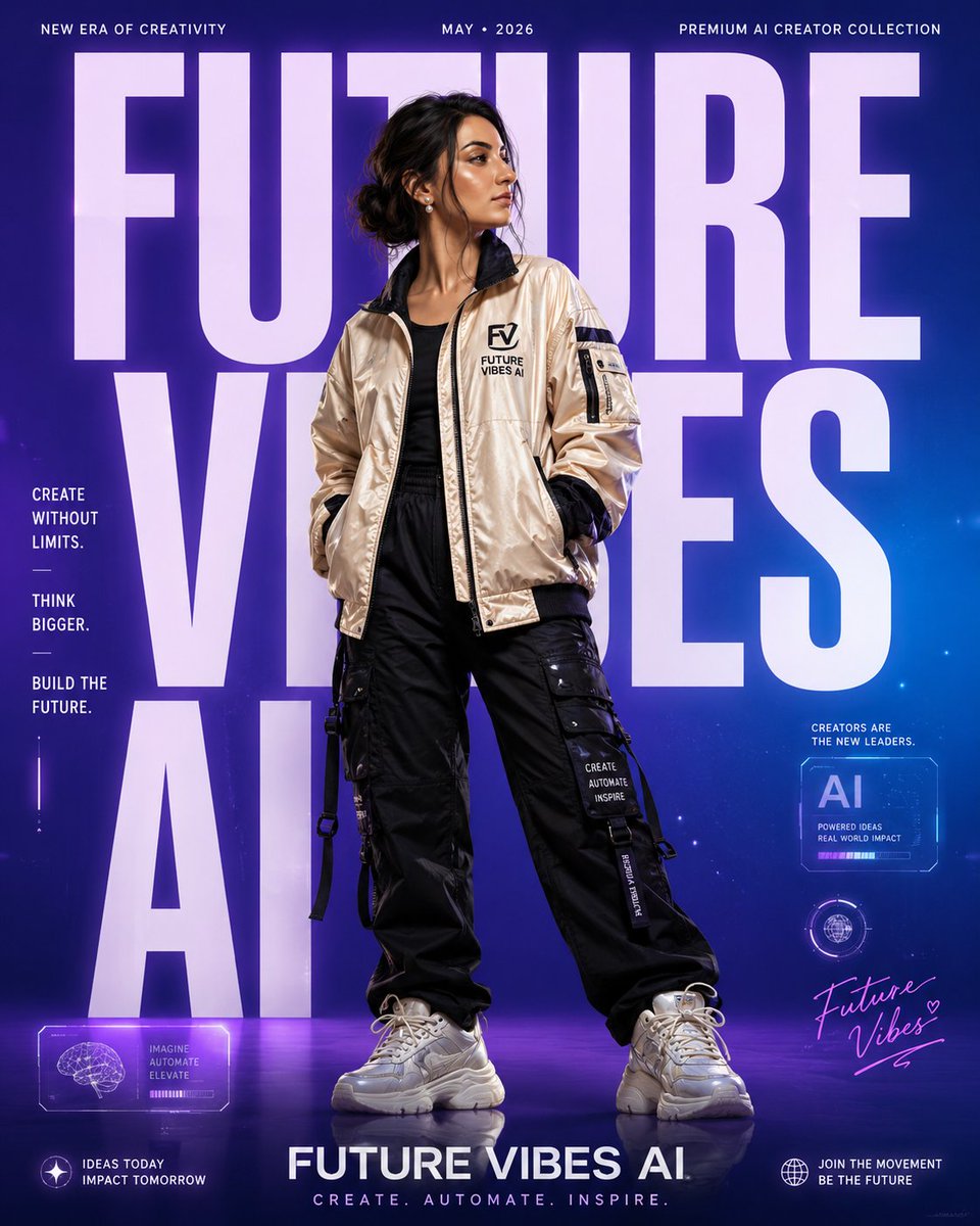 Portrait poster brand futuristic neon