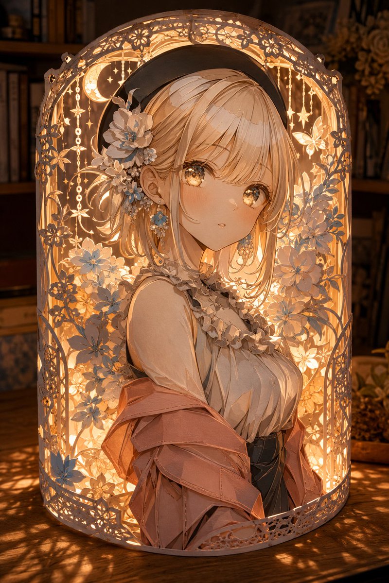 Girl anime warm indoor elegant