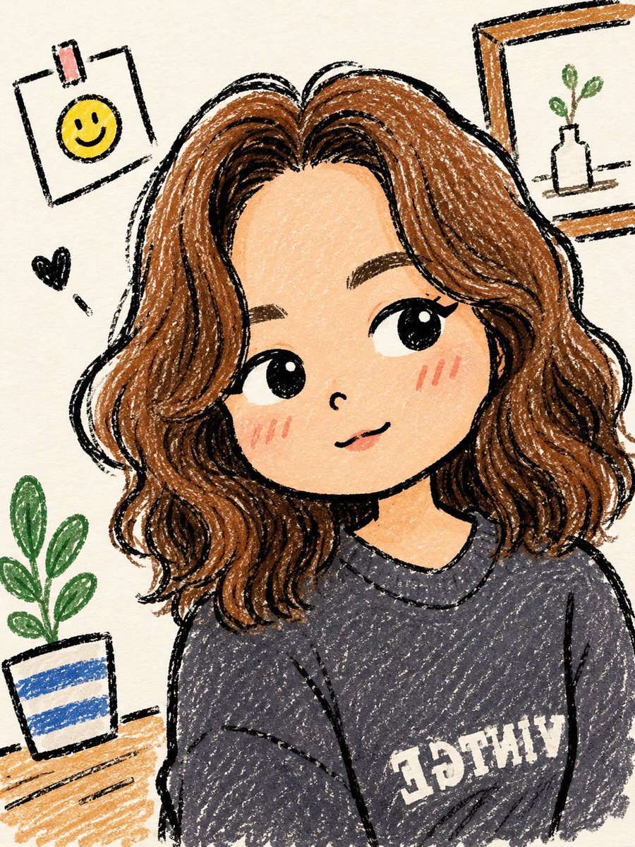 Portrait illustration hand-drawn retro warm cute